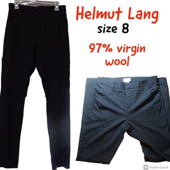 Relisted Helmet Lang black 97% virgin wool pant size 8 - Picture 2 of 11